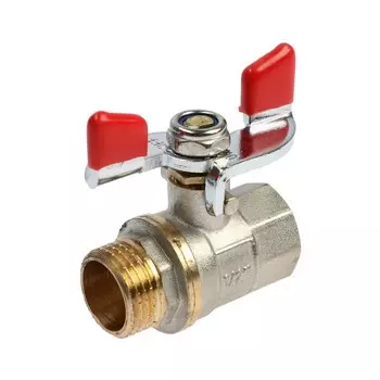 Кран шаровой STT, внутренняя/наружная резьба 1/2", бабочка, никелированная латунь