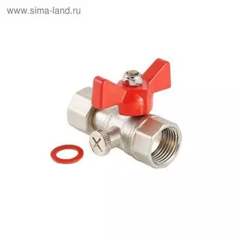 Кран шаровой Valtec BASE VT.807.N.04040, 1/2", внутренняя/внутренняя, для манометра