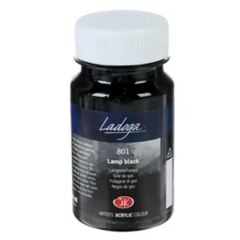 Краска акриловая художественная в банке 100 мл, ЗХК "Ладога", сажа газовая, 2227801