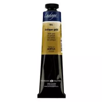 Краска акриловая художественная в тубе 46 мл, ЗХК "Ладога", Metallic, золото античное, 7604981