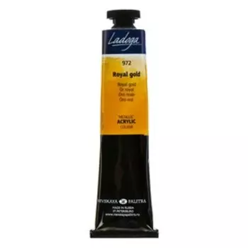 Краска акриловая художественная в тубе 46 мл, ЗХК "Ладога", Metallic, золото ройял, 7604972