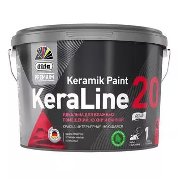 Краска акриловая интерьерная ВД dfa Premium KeraLine 20 полуматовая, База А, 0,9л