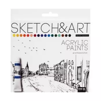 Краска акриловая в тубе, набор 18 цветов х 12 мл, Bruno Visconti, морозостойкая, в картонном пенале