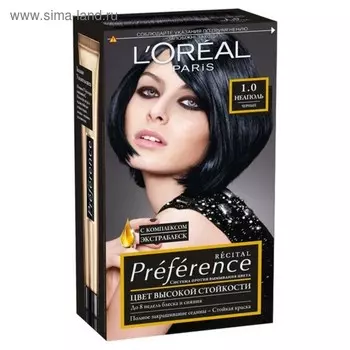 Краска для волос L'Oreal Preference Recital «Неаполь», тон 1.0, чёрный