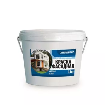 Краска ВД фасадная, белая, 14 кг