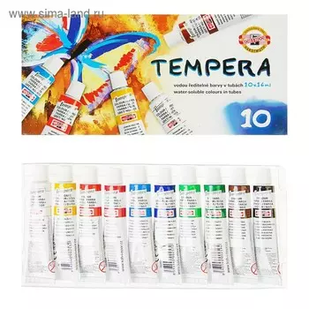 Краски темперные 10 цветов по 16 мл, Koh-I-Noor, в тубах, без кисти