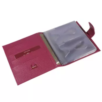 Визитница на кнопке, 18 листов, цвет розовый