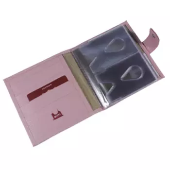 Визитница на кнопке, 18 листов, цвет розовый