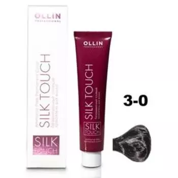 Крем-краситель для окрашивания волос Ollin Professional Silk Touch, тон 3/0 темный шатен, 60 мл