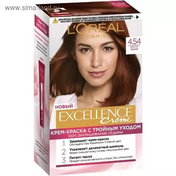 Крем-краска для волос L'Oreal Excellence Creme, тон 4.54 богатый медный
