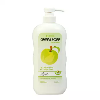 Крем-мыло + гель для душа 2в1 AROMIKA карамельное яблоко, 800 мл