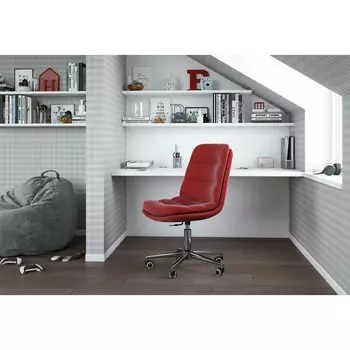 Кресло офисное Chairman Home 115, без подлокотников, на колёсиках, ткань, цвет коралл