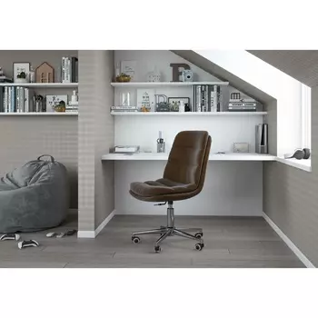 Кресло офисное Chairman Home 115, без подлокотников, на колёсиках, ткань, цвет коричневый