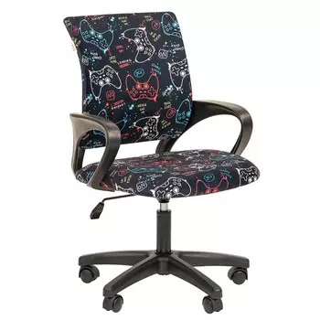 Кресло для школьника Chairman Kids 103, с подлокотниками, на колёсиках, обивка ткань GAME LT, цвет чёрный