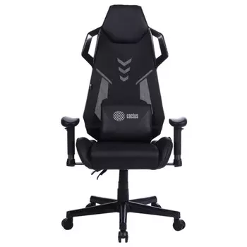 Кресло игровое Cactus CS-CHR-090BL, до 120 кг, экокожа, сетка, черное