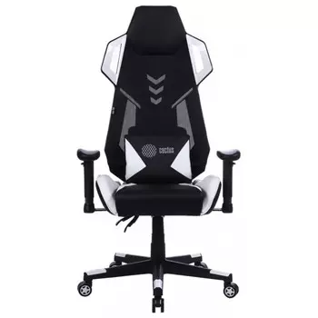 Кресло игровое Cactus CS-CHR-090BLW, до 120 кг, экокожа, сетка, черно-белое