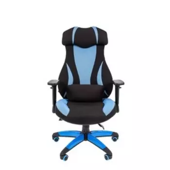 Кресло игровое Chairman game 14 ткань черная/голубая