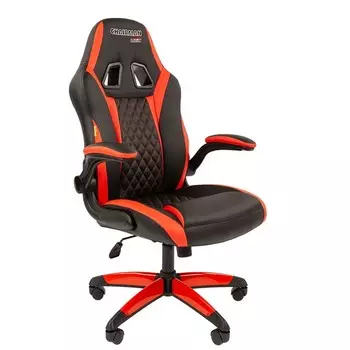 Кресло игровое Chairman game 15, с откидными подлокотниками, с подголовником, экокожа, цвет чёрный/красный