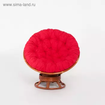 Кресло-качалка PAPASAN, с красной подушкой, ротанг, цвет коньячный, 23/01В