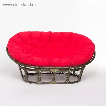 Кресло MAMASAN, с красной подушкой, натуральный ротанг, цвет оливковый, 23/02