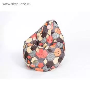 Кресло-мешок «Груша» среднее, диаметр 75 см, высота 120 см, принт геометрия браун