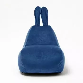 Кресло-мешок «Зайчик», размер 80x90 см велюр, цвет синий