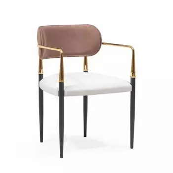 Кресло обеденное VELVET, каркас металл, ткань полиэстер, цвет coffee & white