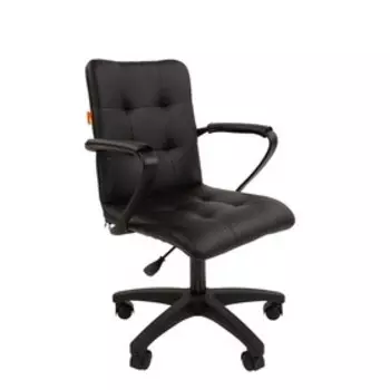 Кресло офисное Chairman 030, с подлокотниками, на колёсиках, экокожа, цвет чёрный