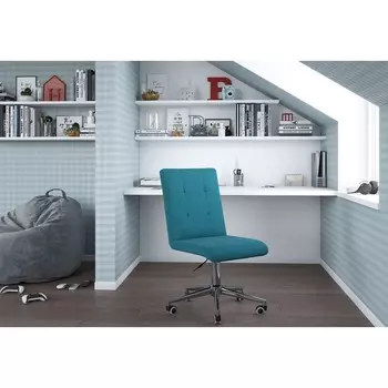 Кресло офисное Chairman 030, без подлокотников, на колёсиках, велюр, цвет бирюзовый/хром