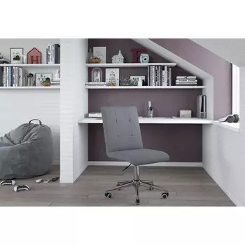 Кресло офисное Chairman 030, без подлокотников, на колёсиках, велюр, цвет серый/хром