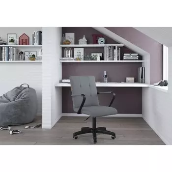 Кресло офисное Chairman 030, с подлокотниками, на колёсиках, велюр, цвет серый