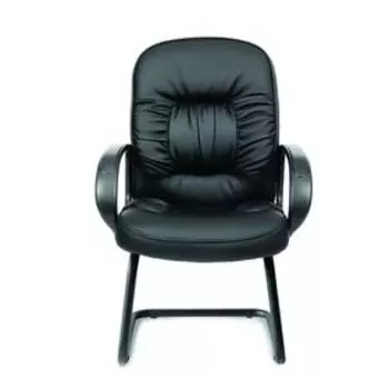 Кресло офисное Chairman 416V, с подлокотниками, на полозьях, экокожа, цвет чёрный матовый