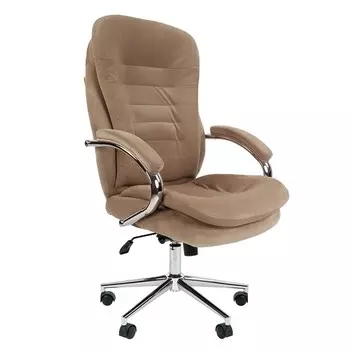 Кресло офисное для руководителя Chairman Home 795, с подголовником, на колёсиках, ткань T - 10 N, цвет бежевый