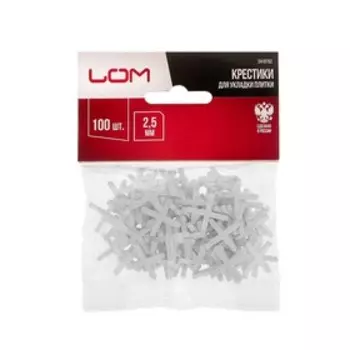 Крестики для кладки плитки ЛОМ, 2.5 мм, в упаковке 100 шт.