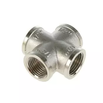 Крестовина Valtec, 1/2", внутренняя резьба, никелированная латунь