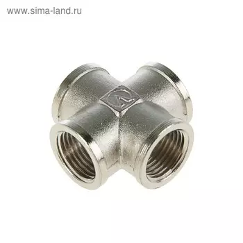 Крестовина Valtec, 1/2", внутренняя резьба, никелированная латунь