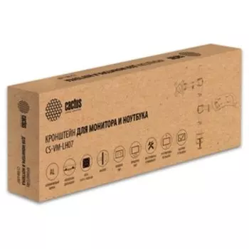 Кронштейн Cactus CS-VM-LH07-AL, для монитора/ноутбука, 13"-27", до 8 кг, черный