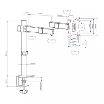Кронштейн для мониторов Arm Media LCD-T03 черный 15"-32" макс.7кг настольный поворот и накл 102950