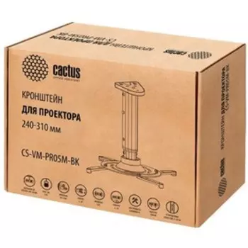 Кронштейн для проектора Cactus CS-VM-PR05M-BK, настенный,потолочный,поворот-наклон,до 10 кг