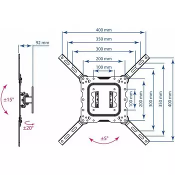 Кронштейн для телевизора Kromax DIX-16 черный 22"-55" макс.30кг настенный поворот и наклон 1004716