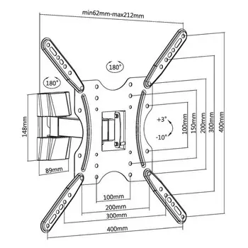 Кронштейн для телевизора Ultramounts UM901 черный 32"-55" макс.30кг настенный поворотно-выд 102952