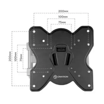 Кронштейн ONKRON M1S, для ТВ, фиксированный, 17"-43", 16 мм от стены, черный