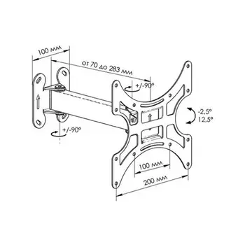 Кронштейн Trone LPS 41-11, для ТВ, наклонно-пов, 17"-32", до 25 кг, 70-283 мм, серебристый