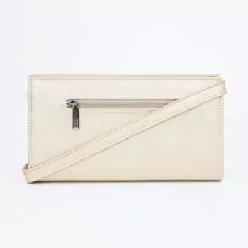 Кросс-боди, отдел на молнии, наружный карман, длинный ремень, цвет золотистый