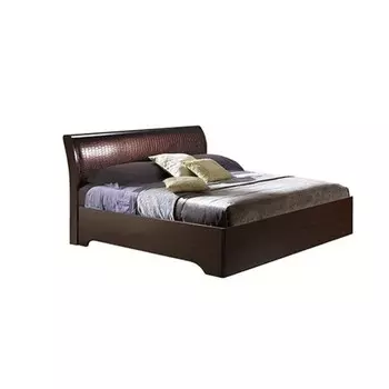 Кровать 06.297 с настилом «Мона», 160 × 200 см, венге / кожзам глянец крокодил коричневый