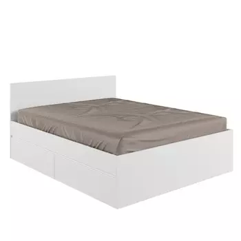 Кровать двуспальная «Клик Мебель. Мадера», с основанием, 2 ящика, спальное место 16002000 мм, цвет белый