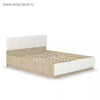 Кровать 160 Линда с ПМ, 2094х1682х908, Дуб сонома/Белый кож зам