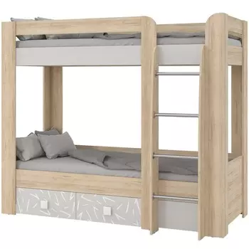 Кровать 2-х ярусная с двумя ящиками «Микки», 8002000 мм, цвет дуб ривьера / серый