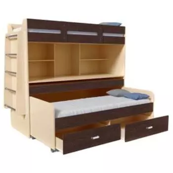 Кровать 2х ярусная № 2 1900х750х1700 Дуб молочный/Венге