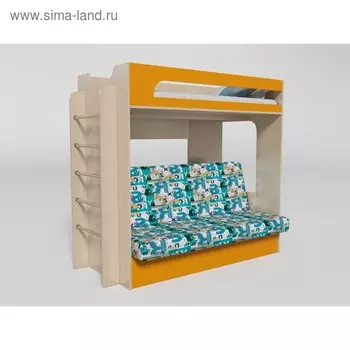Кровать 2х ярусная № 9 2056х930х1800 Дуб молочный/Манго